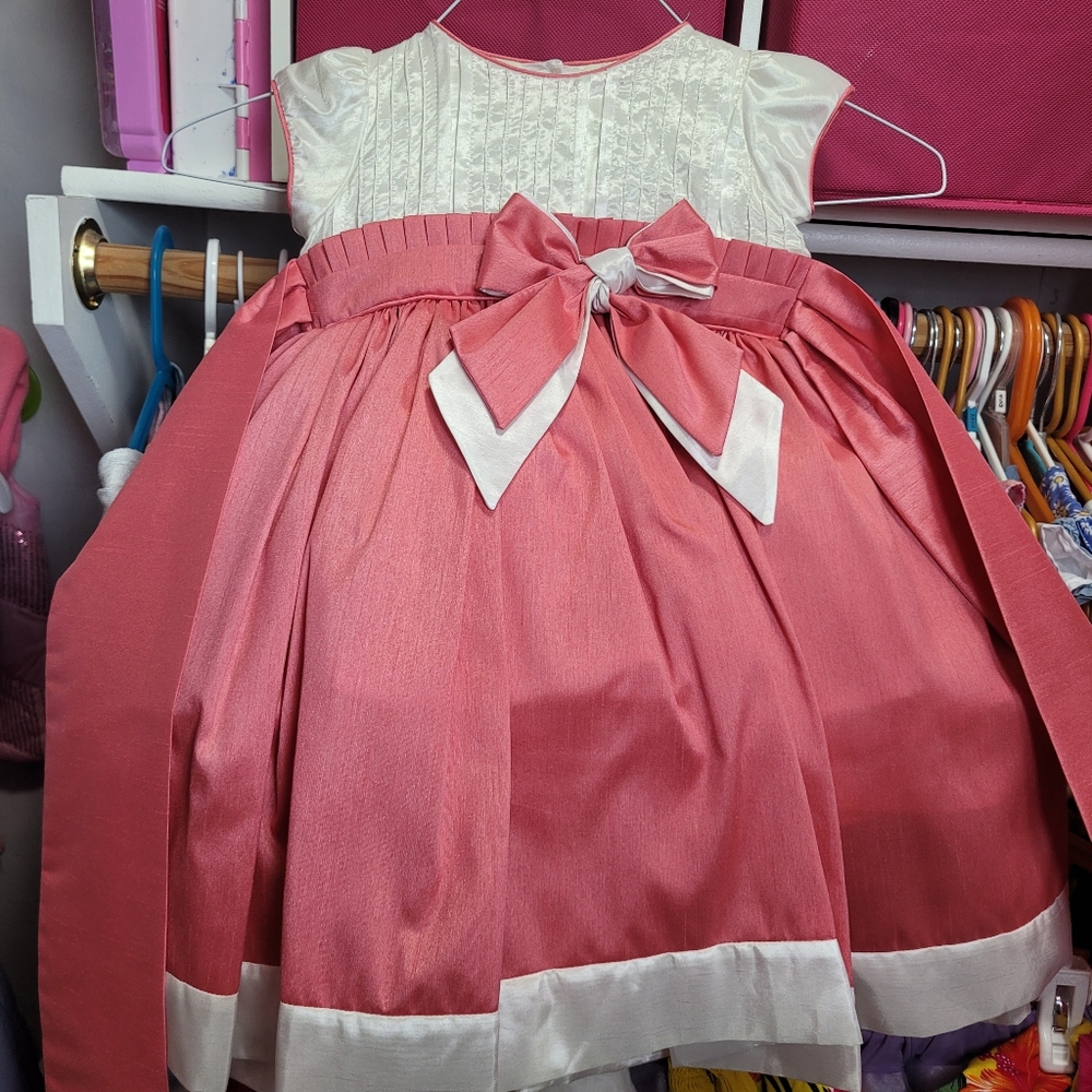 Elegant Pink and White Kids Dress